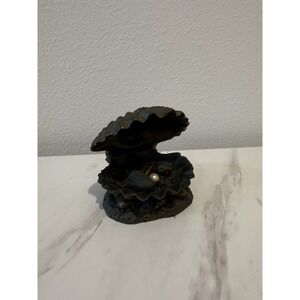 Top Collection Bronzed Finish Baby Mermaid In Clam Shell Statue